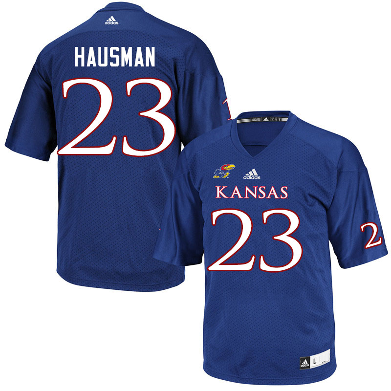 Men #23 Malik Hausman Kansas Jayhawks College Football Jerseys Sale-Royal - Click Image to Close